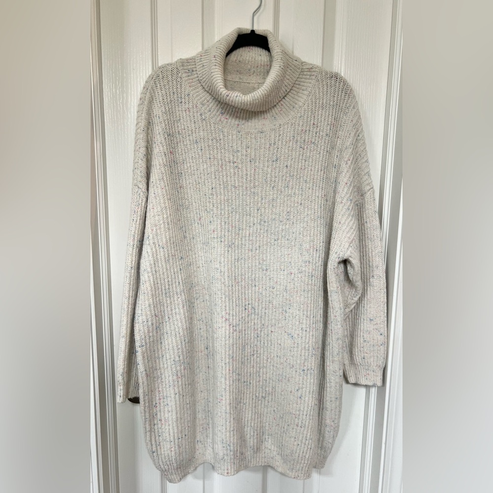 SHEIN Cream Colored Knit Turtleneck Long Sleeve Sweater Dress Size 1XL EUC